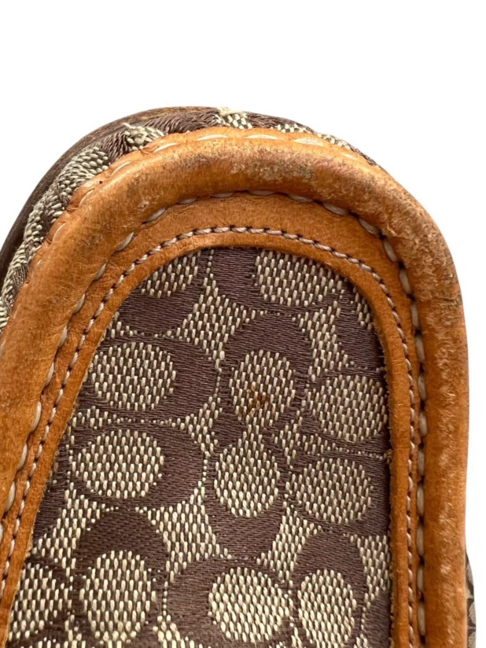 y2k Coach mules Vanessa brown jacquard leather trim slip on shoes size 7 womens - Picture 9 of 13